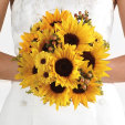 structured bouquet with standard and miniature sunflowers